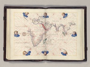 福斯。 11v-12r图3：印度洋，波多兰世界地图集，威尼斯，约1542-46年 作者 巴蒂斯塔·阿格尼斯