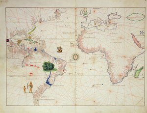 新世界，来自威尼斯33地图的世界地图集，1553年9月1日（皮革上的墨水）（另见330961）