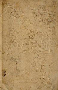 圣母子与婴儿施洗约翰和一位女圣徒 作者 巴蒂斯塔·佛朗哥（Battista Franco）