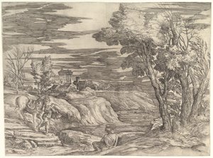 骑士和他的新郎的风景，约1552-61。