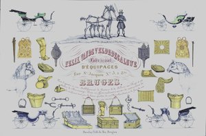 Felix Van de Velde-Decaluwe 的广告，比利时布鲁日的马车制造商（彩色石版印刷品） 作者 比利时学校