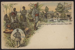 刚果村在1894年在比利时安特卫普举行的国际博览会上展出 作者 比利时学校