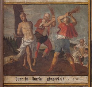 Maarke.小教堂（Sint-Vincentiuskapel）内部。绘画。圣文森特殉教者。19 世纪。细节。 作者 比利时学校