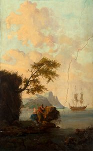 后面的第二间密室，会议室，古典风格的乡村场景壁画，可能创作于 1810 年左右，场景 5 作者 比利时学校