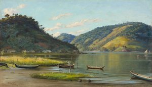Benedito Calixto - 有船的海湾，南太平洋省，1907 年