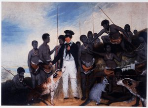 Kuyanjanitsa: msonkhano wa wokhala ndi gulu la Aaborijini ku Australia - mafuta pachisoti, lolembedwa ndi Benjamin Duterrau