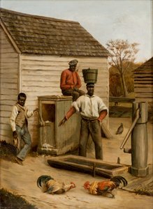 Barnyard Cock Fight，1860 作者 本杰明·J·塞弗兰斯