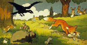 拉封丹寓言：乌鸦和狐狸（插图 1949）