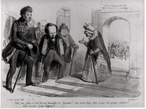 Duma，Hugo et Balzac寻求进入法国学院，插图来自&39;La Mode&39;，1839年11月23日（雕刻）（bw照片）