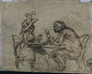 女人和男人玩纸牌，1792年。 作者 本杰明·韦斯特