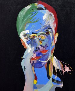 历史上的 50 位主要作家：克里斯蒂娜-安戈特，2015 年（布面油画和丙烯画） 作者 伯努瓦·埃尔万·布歇罗