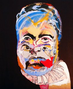 历史上的 50 位主要作家：海明威，2015 年（布面油画和丙烯画） 作者 伯努瓦·埃尔万·布歇罗