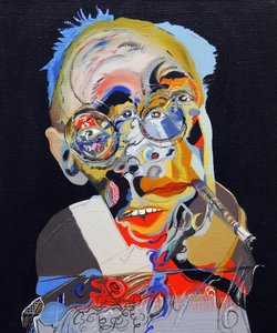 历史上的 50 位主要作家：亨利-米勒，2015 年（布面油画和丙烯画） 作者 伯努瓦·埃尔万·布歇罗