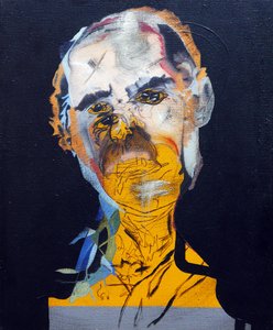 历史上的 50 位主要作家：菲利普-罗斯，2015 年（布面油画和丙烯画） 作者 伯努瓦·埃尔万·布歇罗