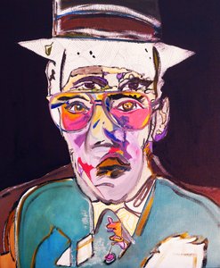 历史上的 50 位主要作家：威廉-巴勒斯，2015 年（布面油画和丙烯画）