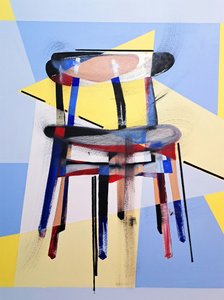 Chaise hCh33，仿 Hans J. Wegner，2016 年（亚麻布油画） 作者 伯努瓦·埃尔万·布歇罗