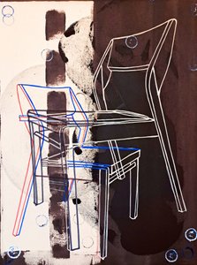 沙发椅原型，仿大卫-古尔，2023 年（油画和丙烯酸混合画布） 作者 伯努瓦·埃尔万·布歇罗