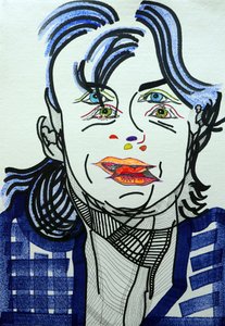 肖像画：弗雷德-巴尔加斯，2019（丙烯酸纸张） 作者 伯努瓦·埃尔万·布歇罗