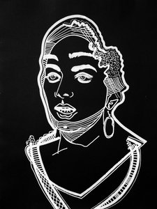 肖像画 ：莱拉-斯利马尼，2021 年（丙烯酸纸张） 作者 伯努瓦·埃尔万·布歇罗
