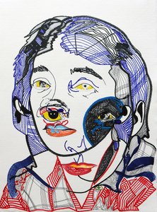 肖像画 ：玛格丽特-杜拉斯 2，2021 年（丙烯酸纸张） 作者 伯努瓦·埃尔万·布歇罗