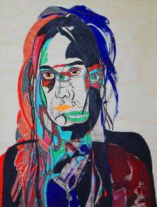 肖像画 ：莫德-维勒，2021 年（木板上的油彩和丙烯颜料） 作者 伯努瓦·埃尔万·布歇罗