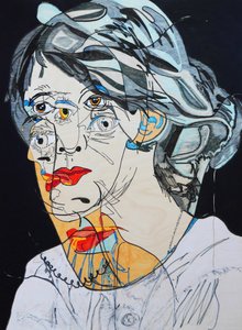 肖像画：弗吉尼亚-伍尔夫，2021 年（木板上的油彩和丙烯颜料） 作者 伯努瓦·埃尔万·布歇罗