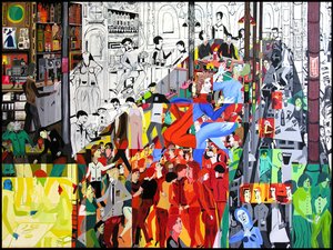 黑洞与棕色咖啡，2000 年（布面油画和丙烯画） 作者 伯努瓦·埃尔万·布歇罗