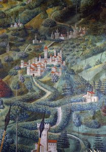 城堡，Magi的游行中的风景细节 作者 Benozzo di Les di Sandro Gozzoli