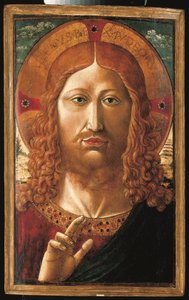 基督的祝福（钢笔画、油彩和金色镶板） 作者 Benozzo di Les di Sandro Gozzoli