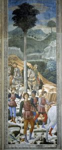 骑兵弓箭手，小礼拜堂中《玛吉之旅》的细节，约 1460 年（壁画） 作者 Benozzo di Les di Sandro Gozzoli
