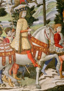 Lorenzo de Medici，华丽的1449-92，作为三王之一，详细介绍了教堂中的魔法骑行之旅，c.1460壁画细节70619