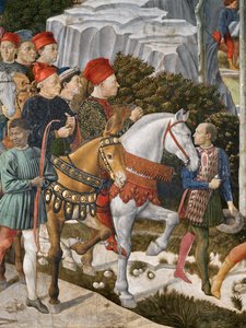 Piero deMedici的肖像，骡子，Cosimo deMedici中心和Duke Salviati骑马，详细信息来自教堂的魔法骑行之旅，c.1460壁画细节70619 作者 Benozzo di Les di Sandro Gozzoli