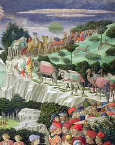 Melchior的游行，来自魔法师的教堂（细节70601） 作者 Benozzo di Les di Sandro Gozzoli