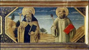 圣安东尼修道院院长和圣本尼迪克特（面板）（78957的细节）。 作者 Benozzo di Les di Sandro Gozzoli