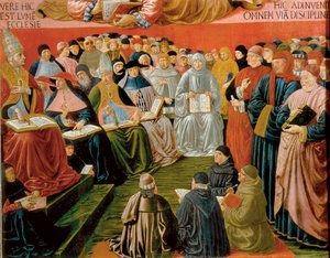 圣托马斯阿奎那的胜利细节 作者 Benozzo di Les di Sandro Gozzoli