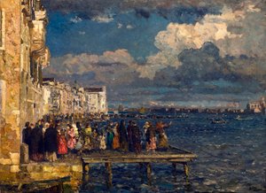 威尼斯 Redentore 节的筹备工作 Beppe Ciardi（1875-1932 年）的绘画作品 1910-1915 年 私人收藏