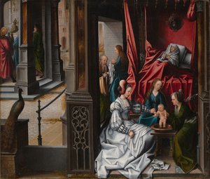 浸信会圣约翰的出生和命名，ca。 1514-15。 作者 伯纳德·范·奥利