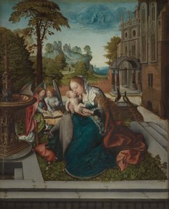 圣母子与天使，ca。 1518。 作者 伯纳德·范·奥利