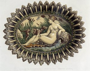 La nymph de Fontainebleau - Plat céramique, in "The work of Bernard Palissy" by C. Delange and C. Borneman, Paris