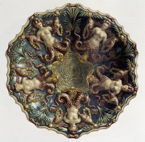 带有警报器的碟子 - 在 C. Delange 和 C. Borneman 编着的“”Bernard Palissy 的作品”中。 巴黎德朗日