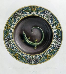 Plate au lizard - Plet céramique，在 C. Delange 和 C. Borneman 的“”The work of Bernard Palissy”中，巴黎