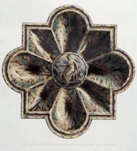 带隔间的Jaspé板--陶瓷板，载于C. Delange和C. Borneman的 "Bernard Palissy的作品"，巴黎