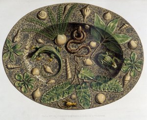 Plate à reptiles - Plate céramique, in “” The work of Bernard Palissy”” by C. Delange and C. Borneman, Paris