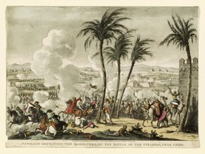 拿破仑在开罗附近的金字塔战役中击败了Mamelukes，由George Cruikshank（1769-1823）酒吧雕刻。 1823年（手工雕刻） 作者 伯纳德·爱德华·斯韦巴赫