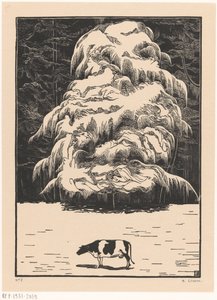 落叶松旁的奶牛 作者 Bernard Essers（艺术家签名）