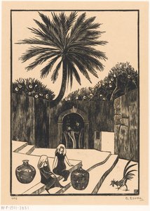 西西里岛陶尔米纳有台阶的街道 作者 Bernard Essers（艺术家签名）