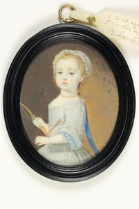 一个1714年出生的小孩，约1716年（象牙上的水彩）。 作者 伯纳德三世镜头