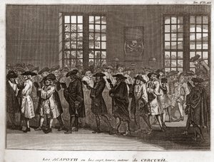 一群犹太送葬者在葬礼上表演“Acafoth” 伯纳德·皮卡特 (1723-1743) 1819 年私人收藏的“世界各国人民的仪式和宗教习俗的插图”雕刻 作者 伯纳德·皮卡特