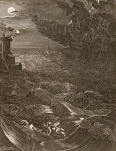 Leander游过Hellespont迎接他的女主人英雄，1730年 作者 伯纳德·皮卡特