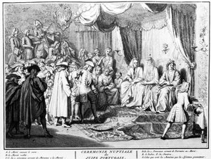 1723年在阿姆斯特丹举行的葡萄牙犹太人婚礼仪式 作者 伯纳德·皮卡特